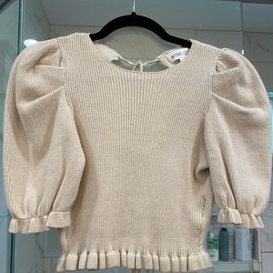 Boutique cropped sweater with tie back